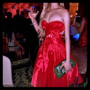 Marchesa Notte red midi evening strapless size 2